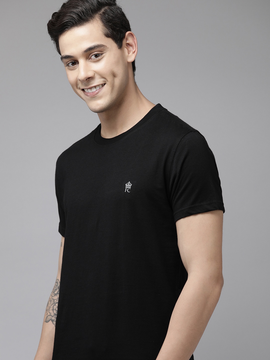 

FCUK Men Black Solid Lounge T-shirt