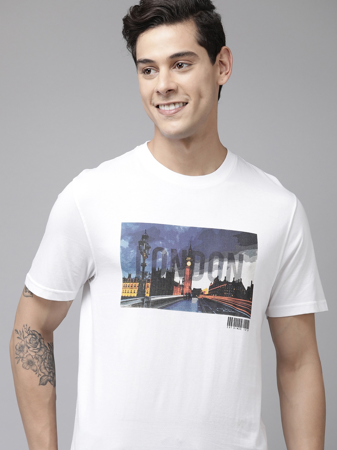 

FCUK Men White Printed Lounge T-shirt