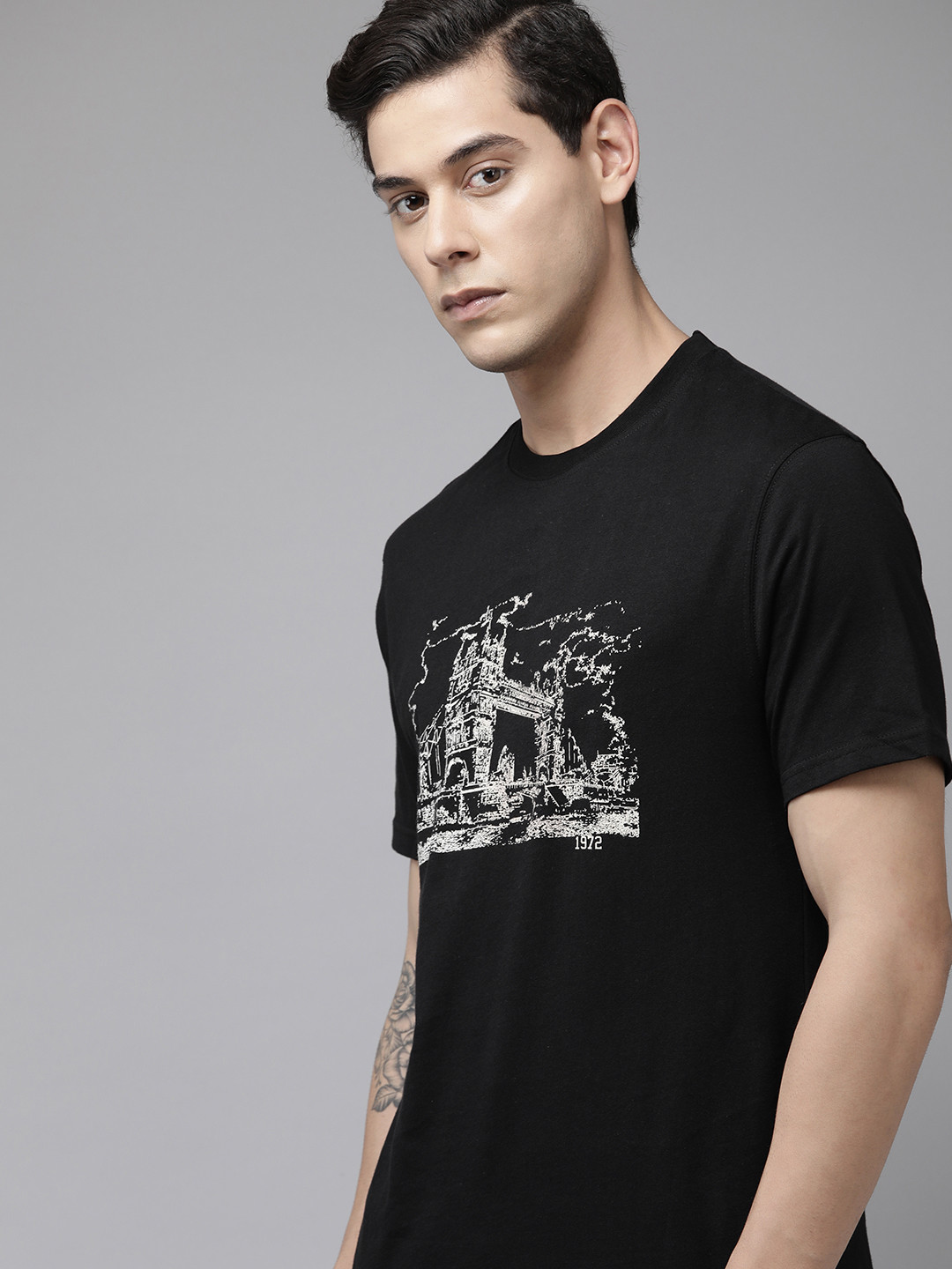 

FCUK Men Black Printed Lounge T-shirt