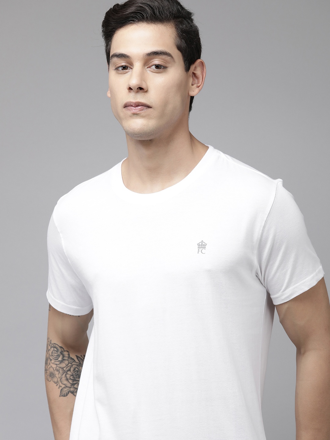 

FCUK Men white Solid Lounge T-shirt