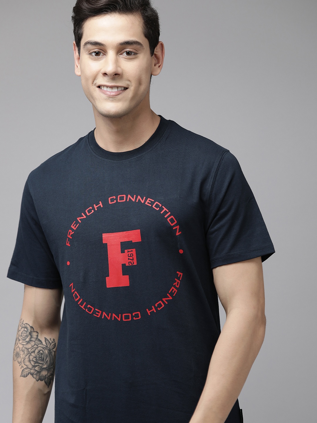 

FCUK Men Navy Blue Printed Lounge T-shirt