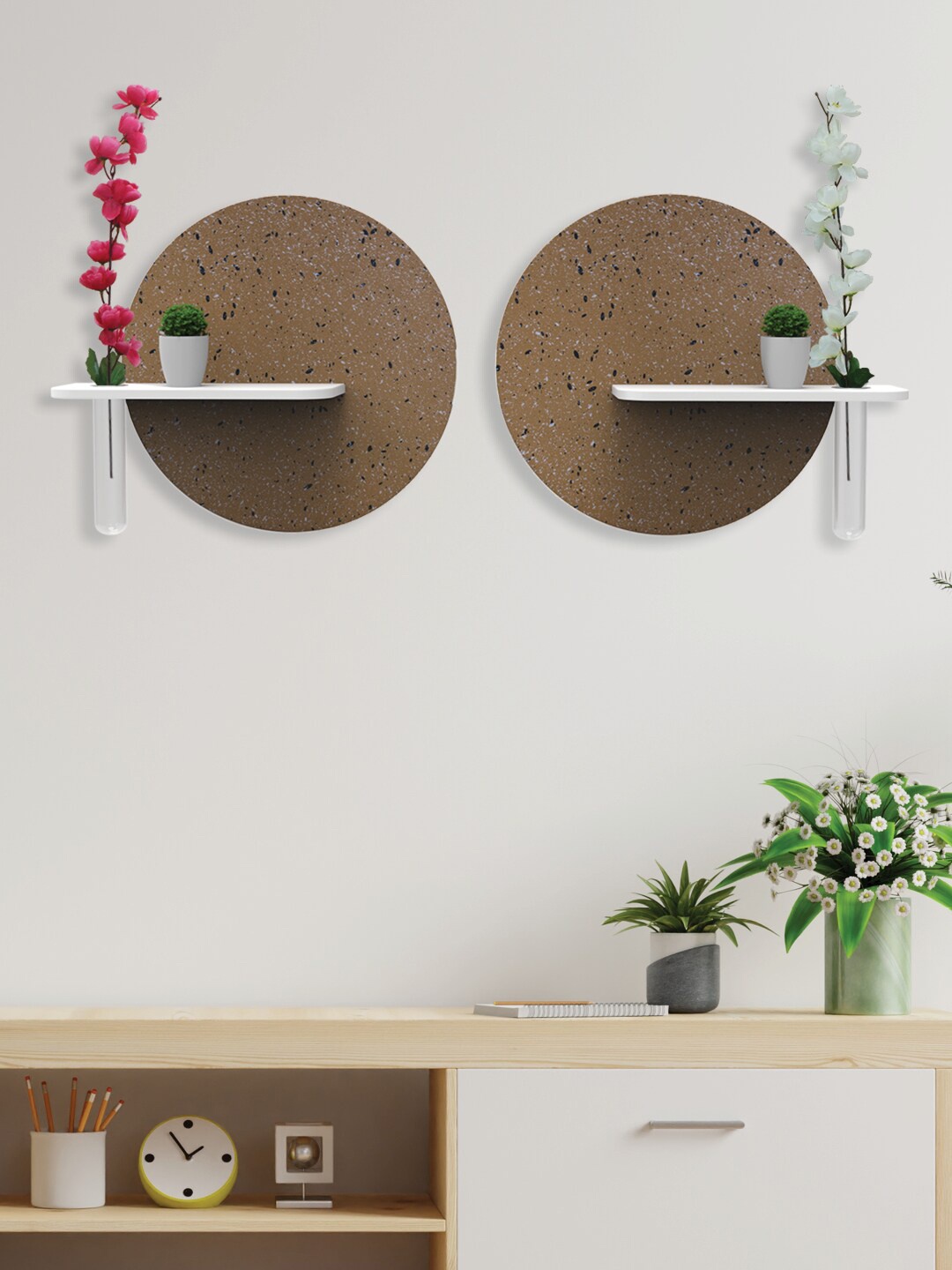 

RANDOM Set Of 2 Wall Hanging Planters, Brown