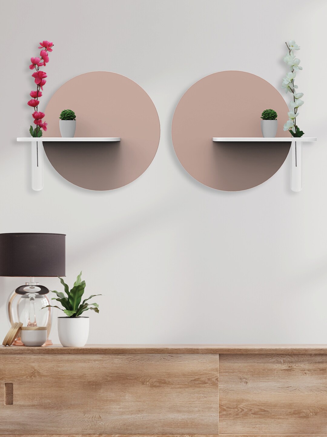 

RANDOM Set Of 2 Wall Hanging MDF Wood Planter Stands, Brown