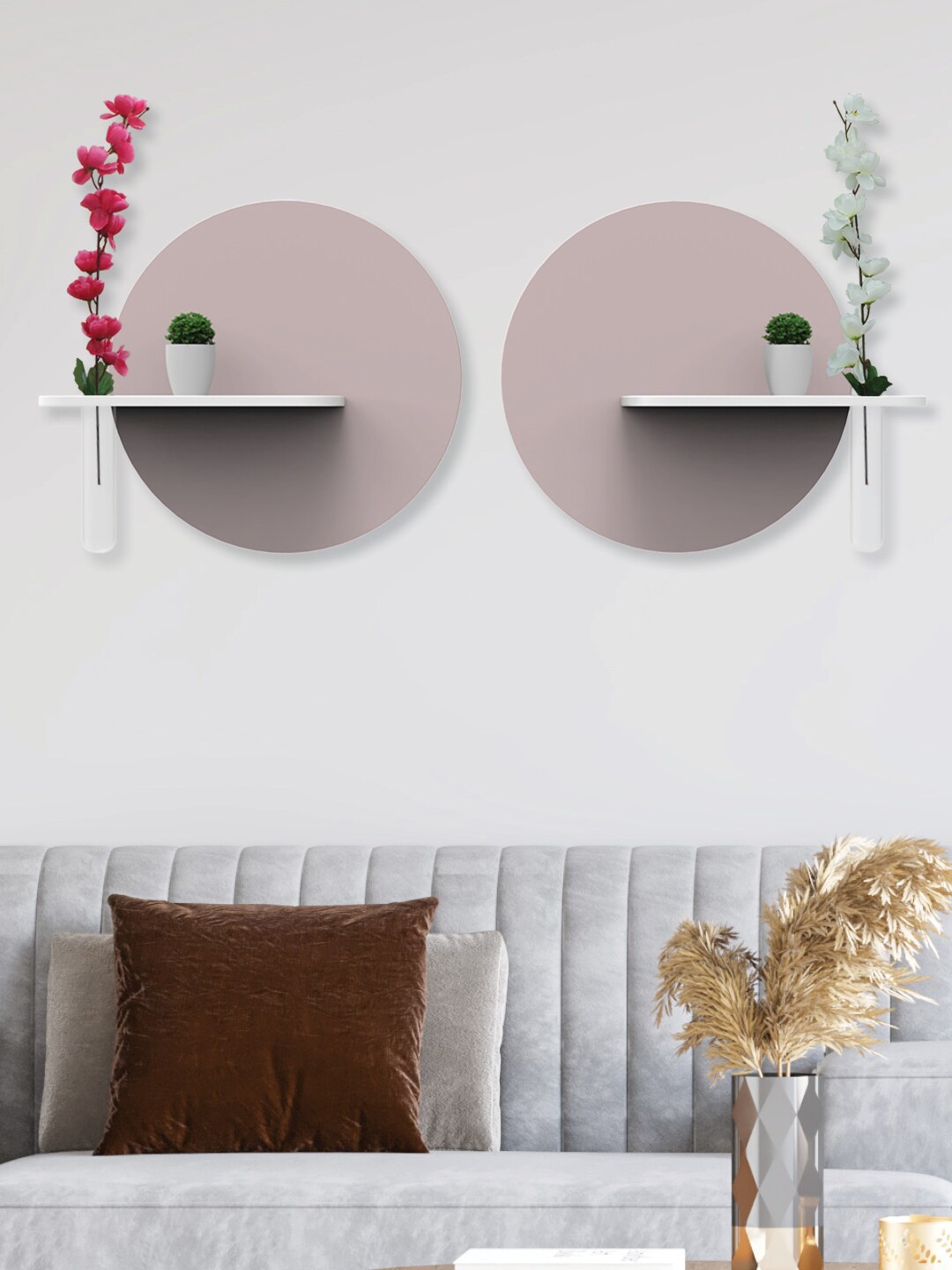 

RANDOM Set of 2 Wall Hanging Artificial Cherry Blossom Flowers & Plants, Cream