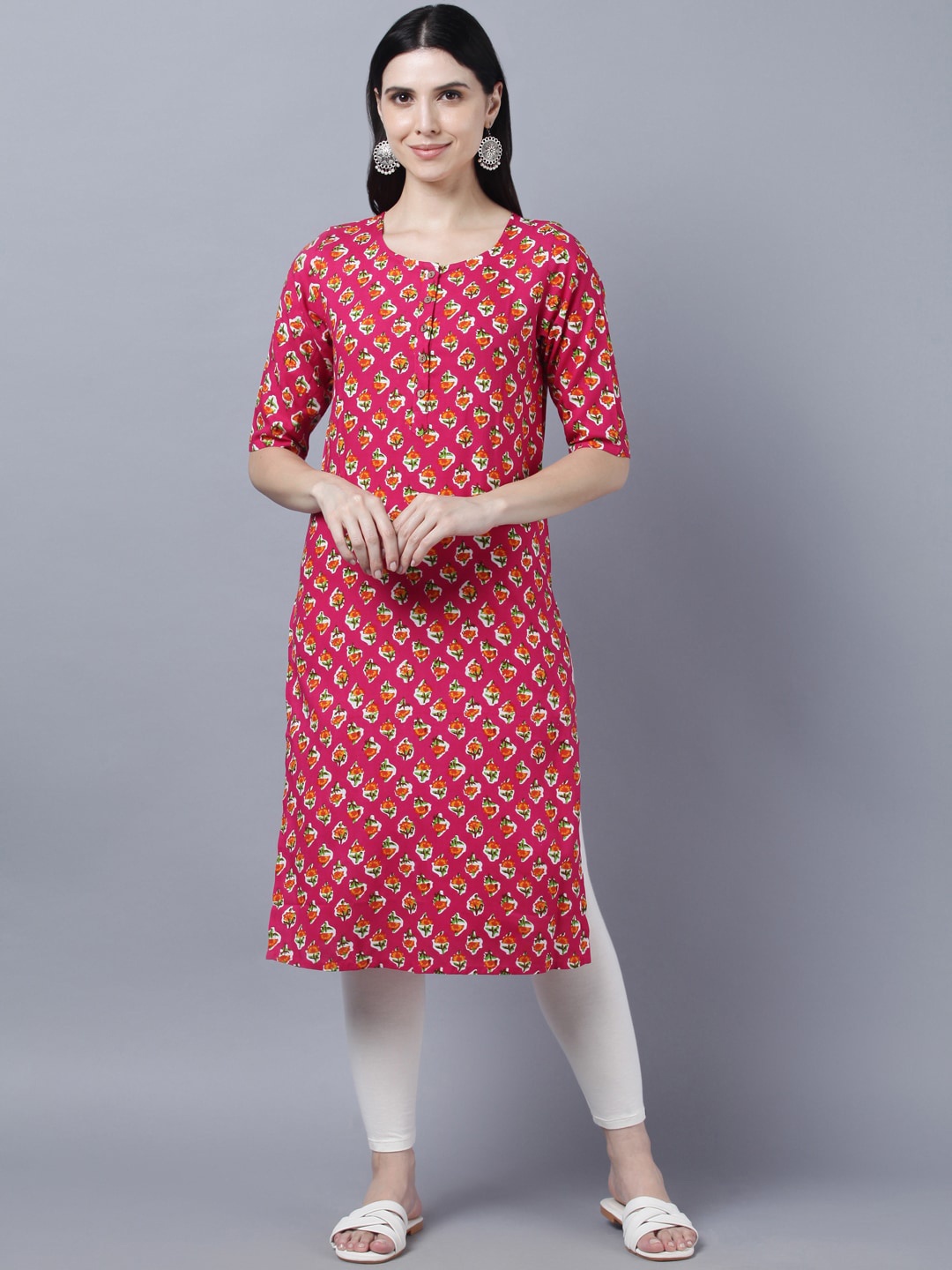 

Myshka Women Pink Geometric Printed Kurta