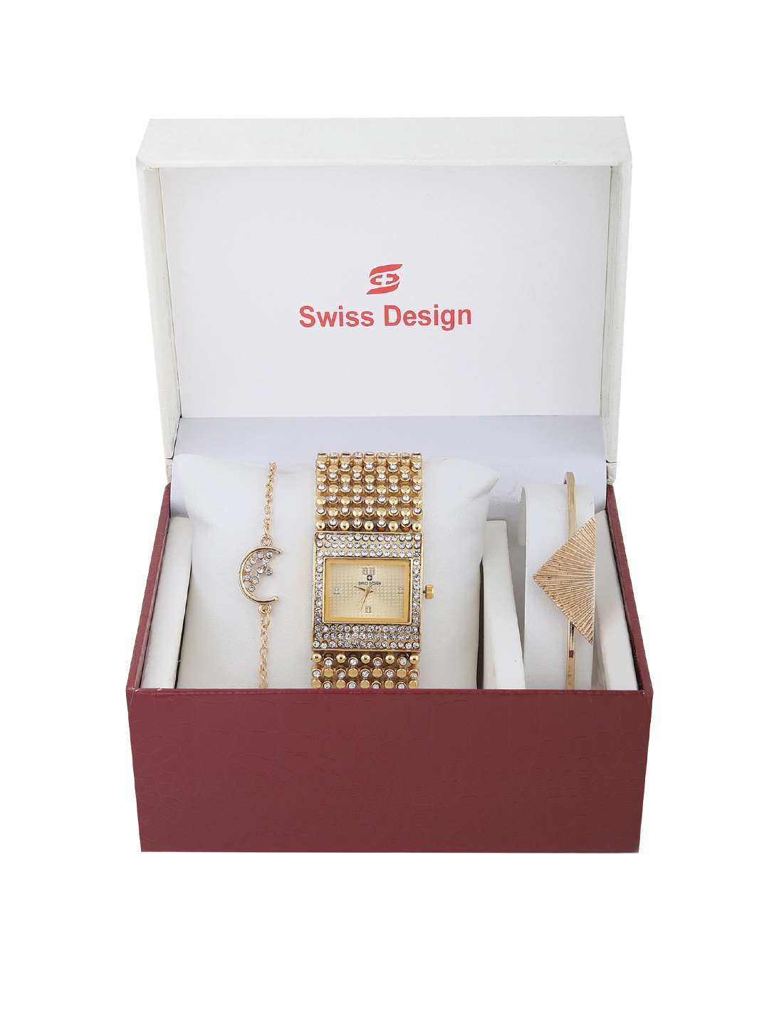 

Swiss Design Women Gold-Toned Solid Watch Gift SD-Watch Gift Set-60