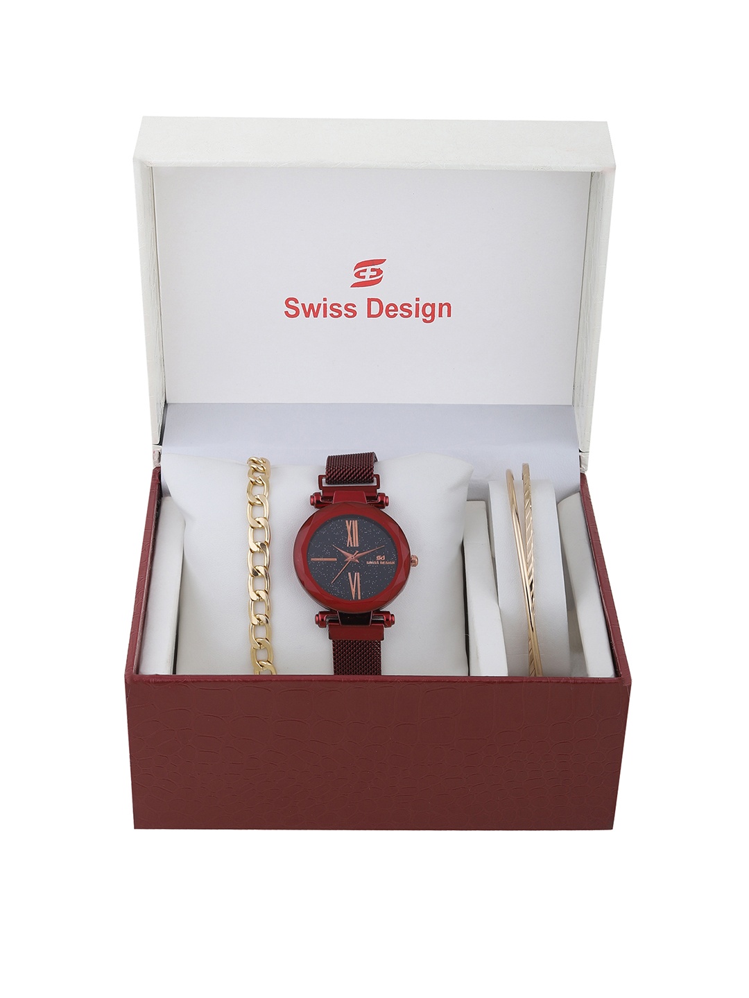 

Swiss Design Women Red Solid Watch Gift Set SD-Watch Gift Set-100