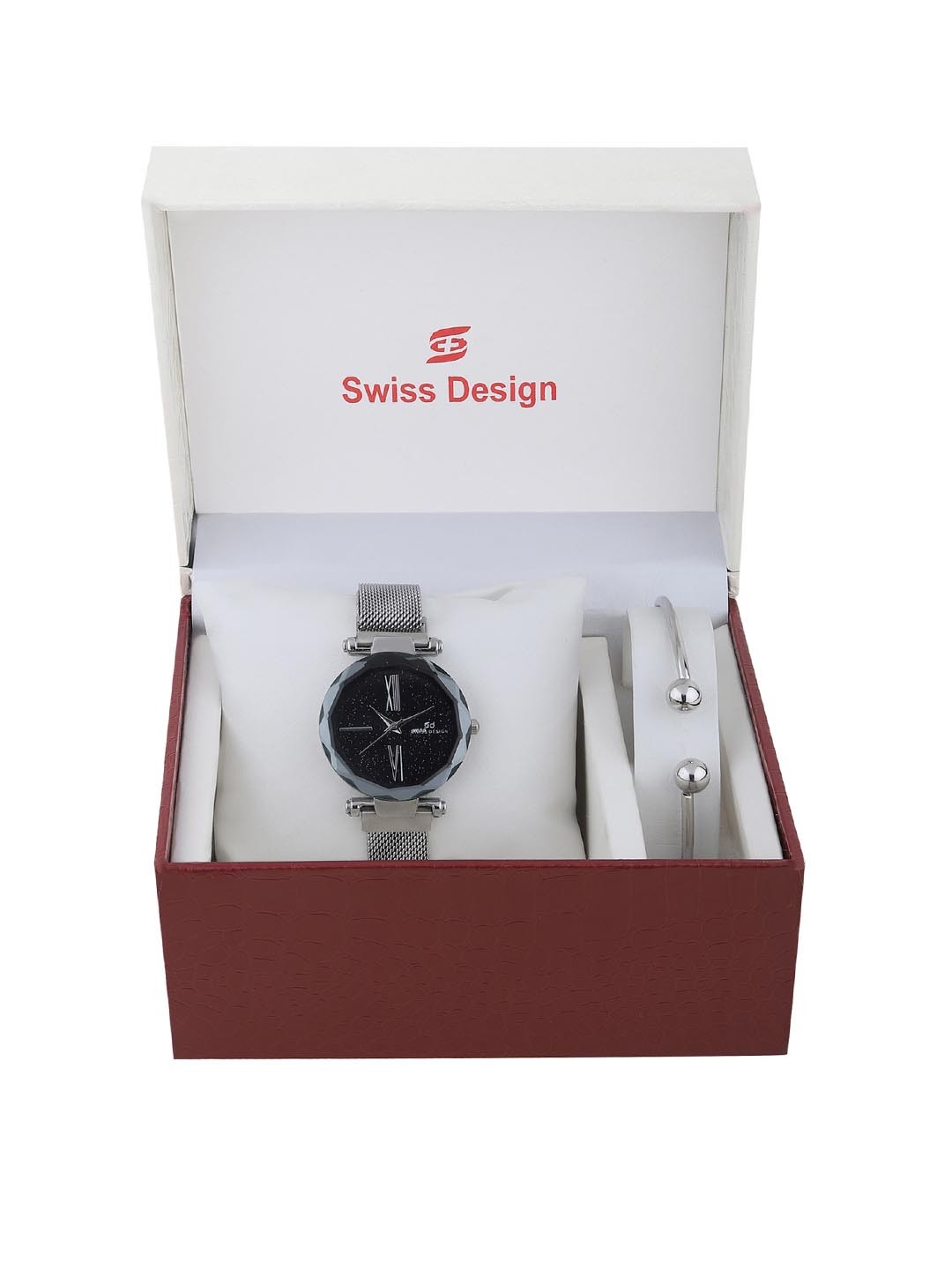 

Swiss Design Women Silver-Toned Solid Watch Gift Set SD-Watch Gift Set-104