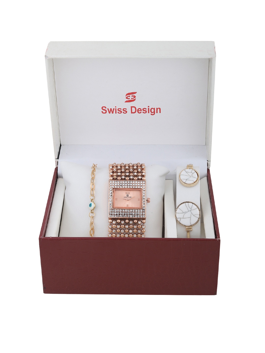 

Swiss Design Women Copper Coloured Solid Watch Gift Set SD-Watch Gift Set-62