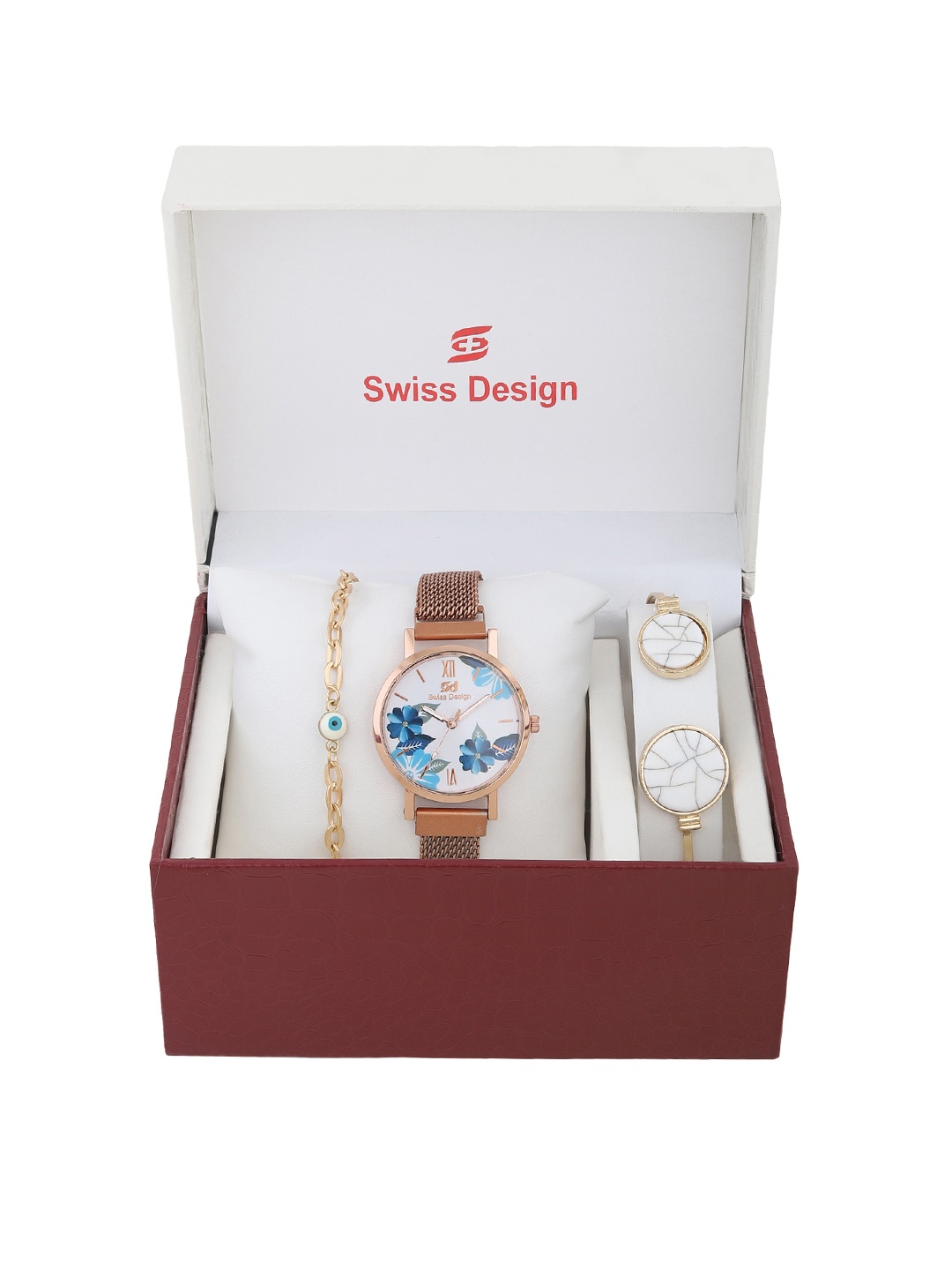 

Swiss Design Women Rose Watch Gift Set