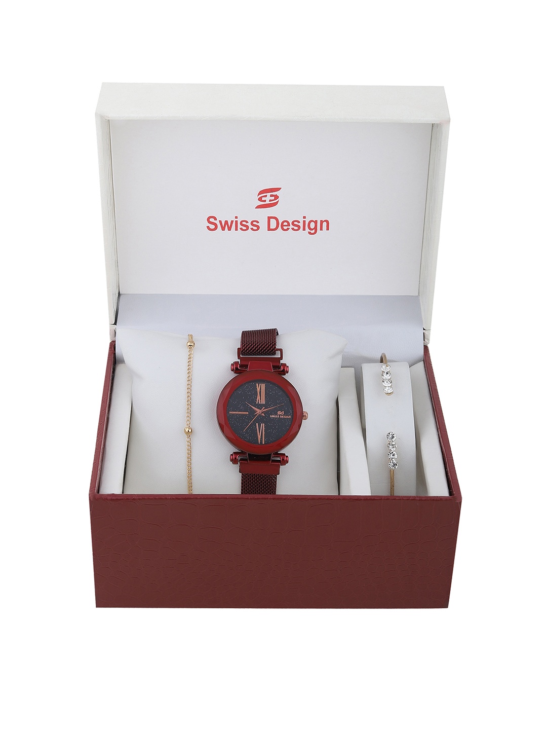 

Swiss Design Women Red Solid Watch Gift Set SD-Watch Gift Set-103