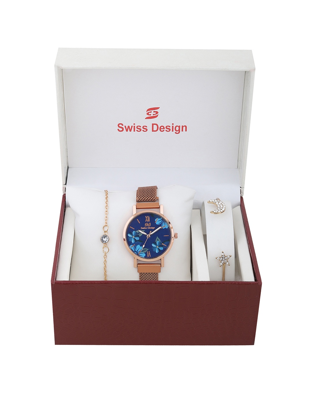 

Swiss Design Women Rose Gold-Toned Solid Watch & Bracelet Gift Set