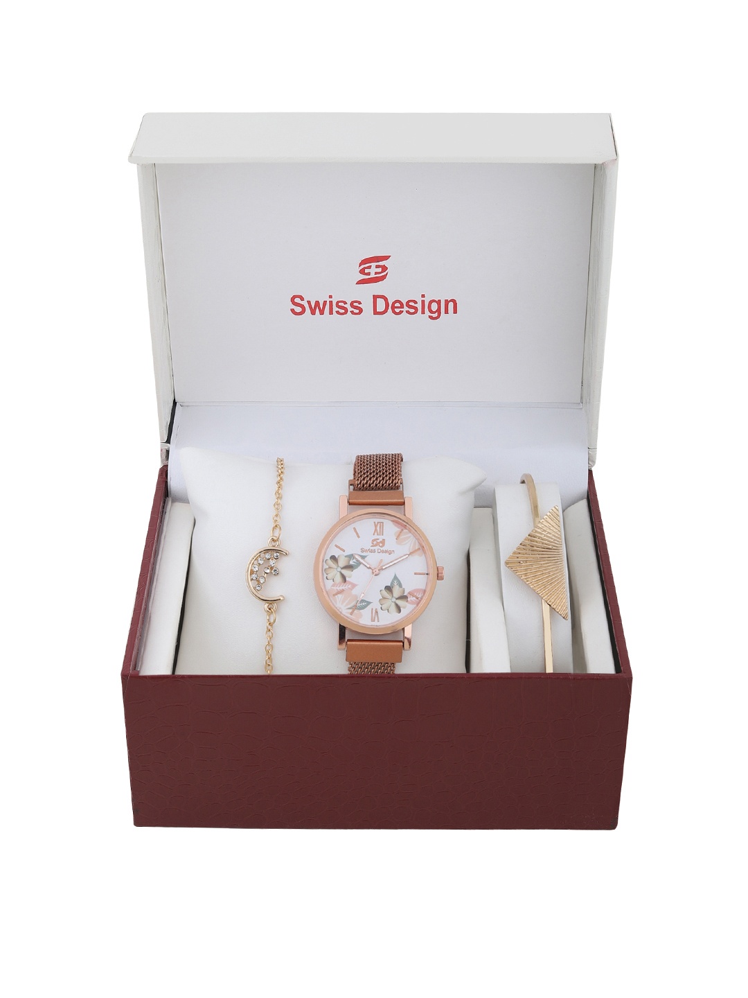 

Swiss Design Women Rose-Toned Swiss Design Watch Gift Set