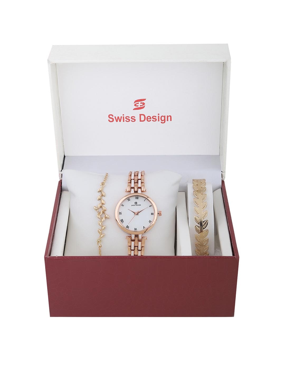 

Swiss Design Women Rose Gold-Toned Solid Watch & Bracelet Gift Set