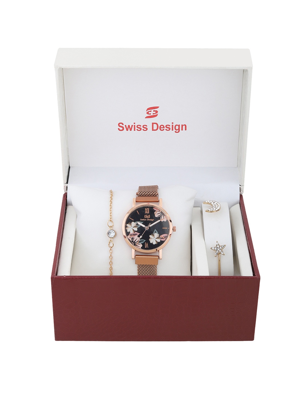 

Swiss Design Women Rose Solid Gold-Toned Solid Watch Gift Set SD-Watch Gift Set-89