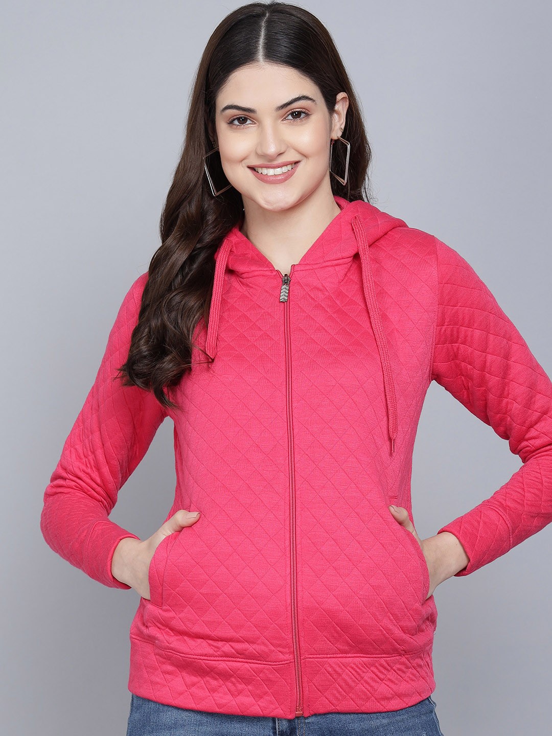 

FLAMBOYANT Women Pink Fleece Lightweight Outdoor Sporty Jacket