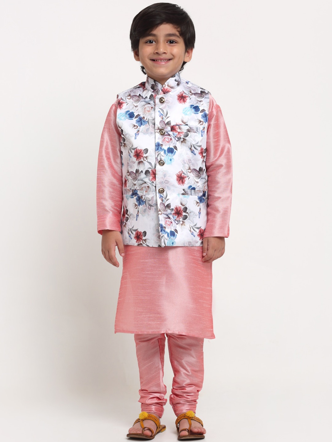 

Benstoke Boys Pink Layered Kurta with Pyjamas