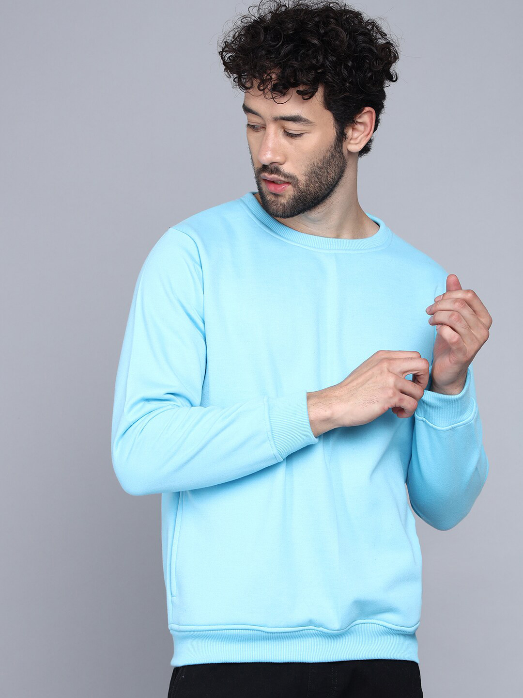 

FLAMBOYANT Men Turquoise Blue Sweatshirt