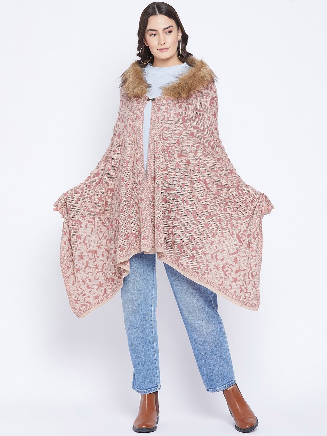 

Knitstudio Women Pink Printed Stole Shawl