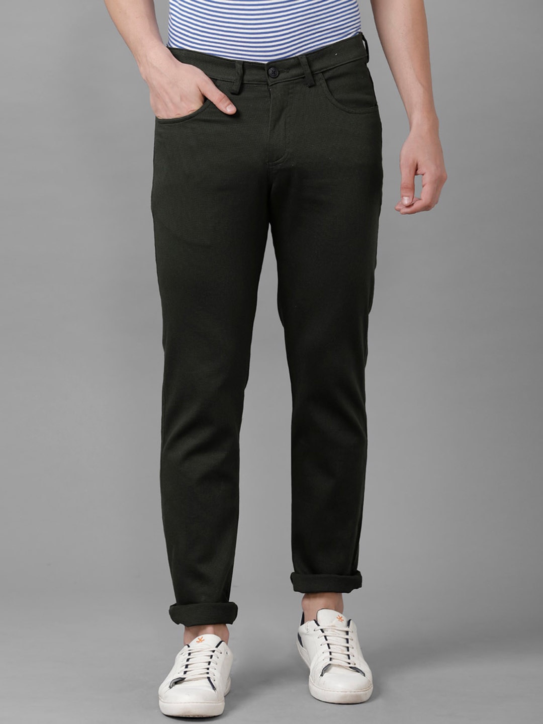 

Classic Polo Men Olive Green Classic Slim Fit Trousers