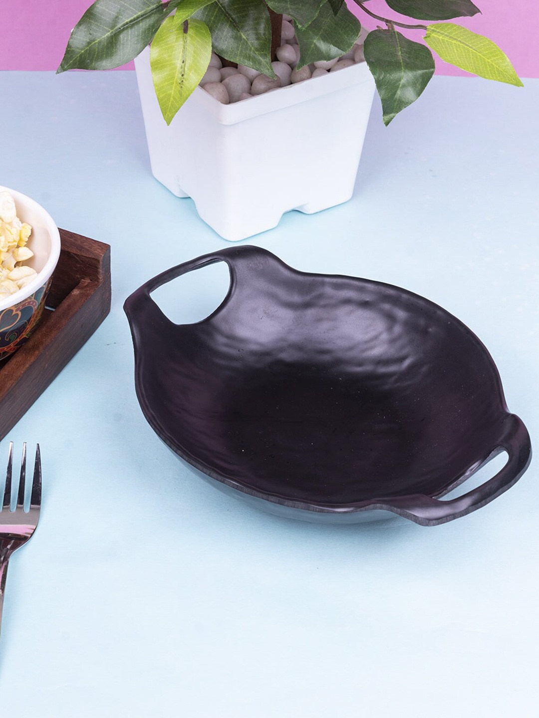 

MARKET99 Black Solid Melamine Serving Kadai