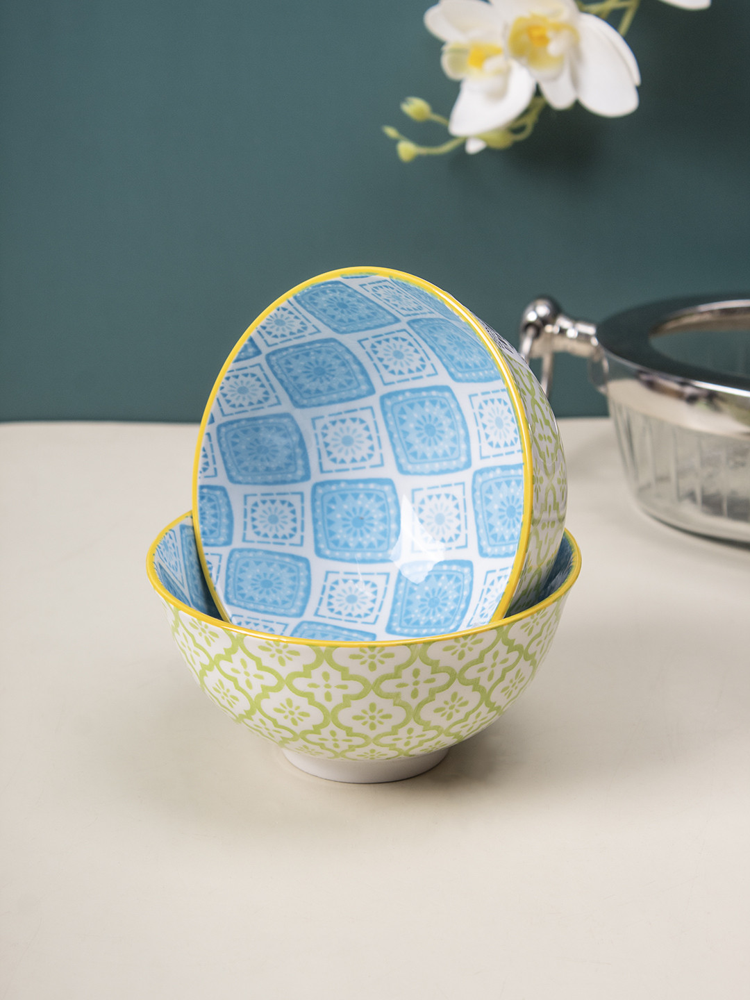 

MARKET99 Green Printed Serving Bowl Set Serveware