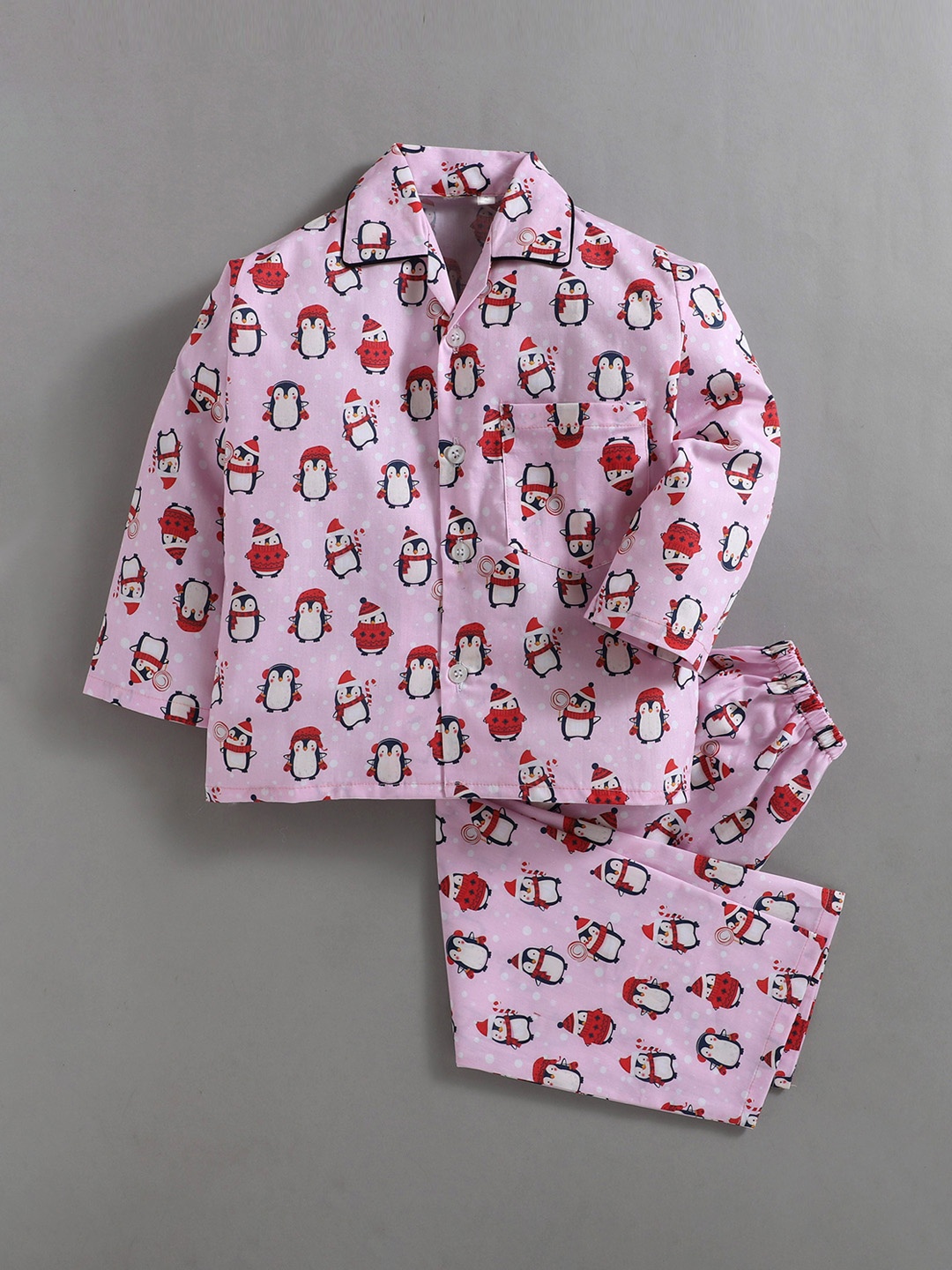 

The Magic Wand Unisex Kids Pink & Red Printed Night suit