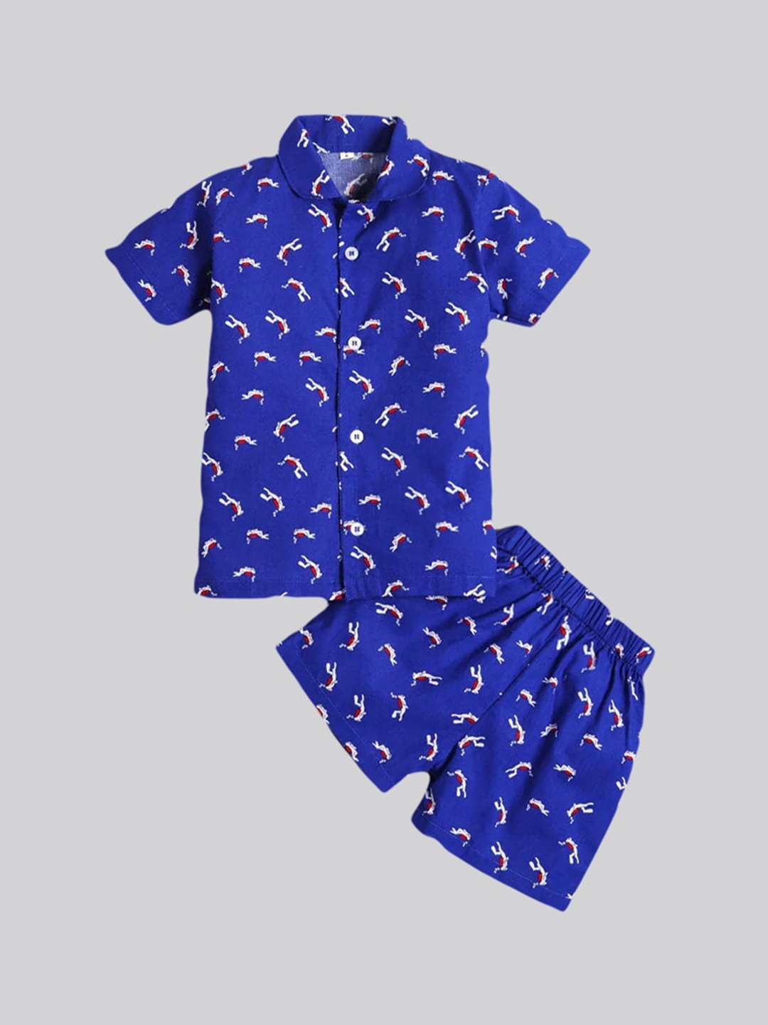 

The Magic Wand Unisex Kids Blue & White Printed Night suit