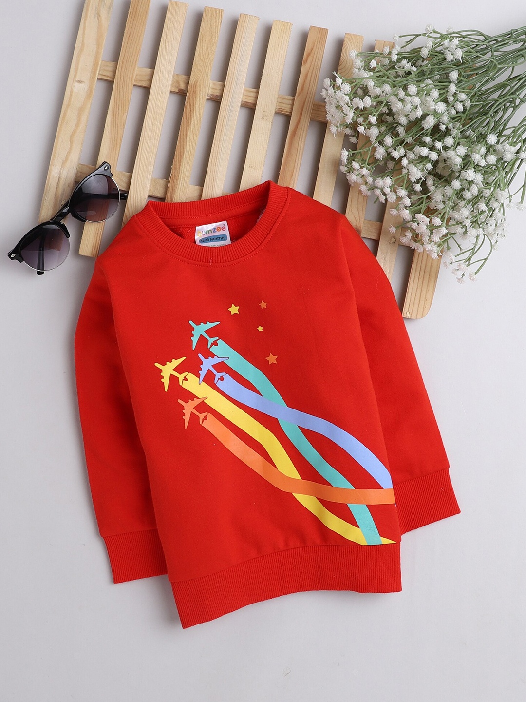 

BUMZEE Boys Printed Sweatshirt, Red
