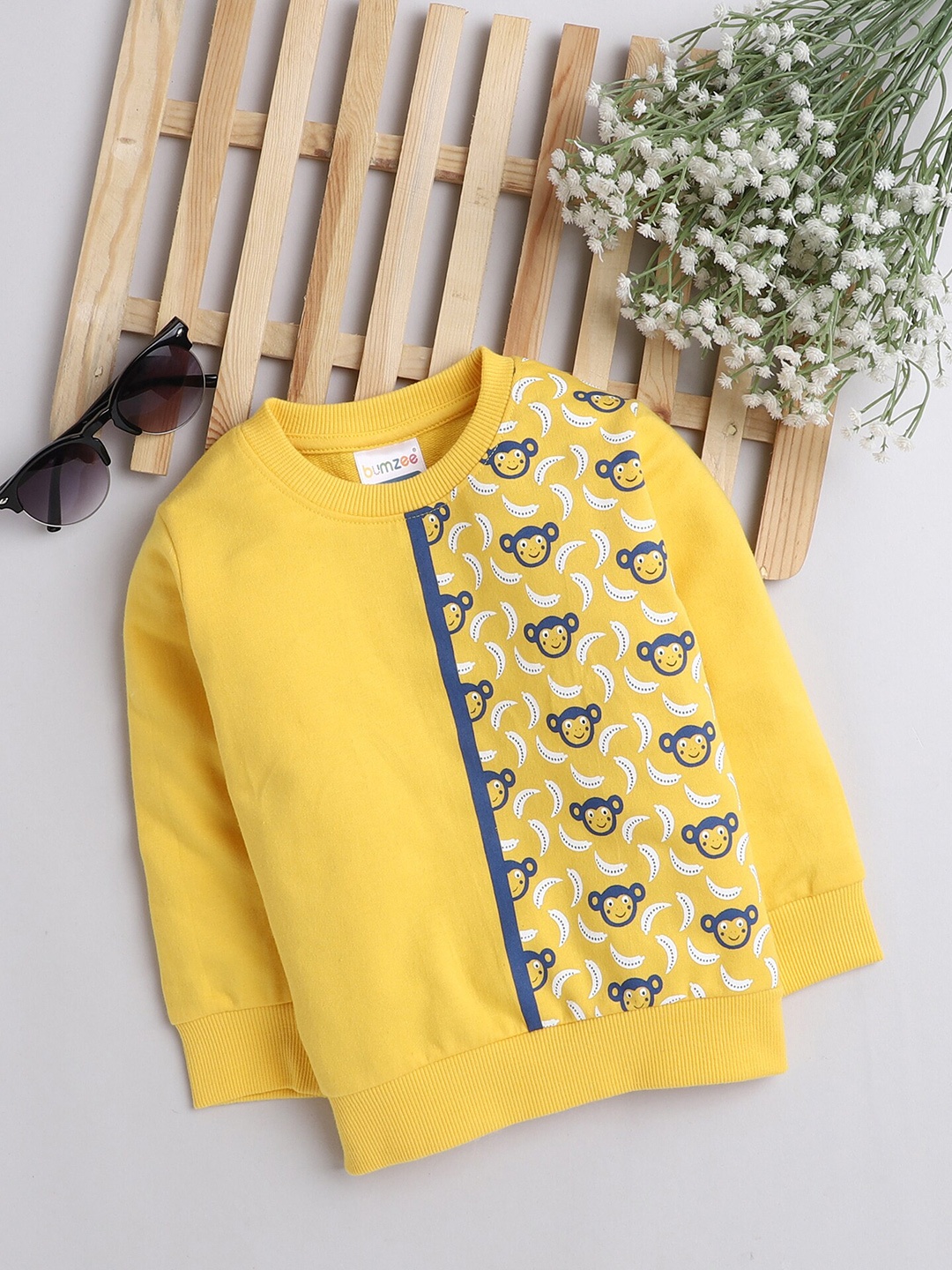 

BUMZEE Boys Printed Sweatshirt, Yellow