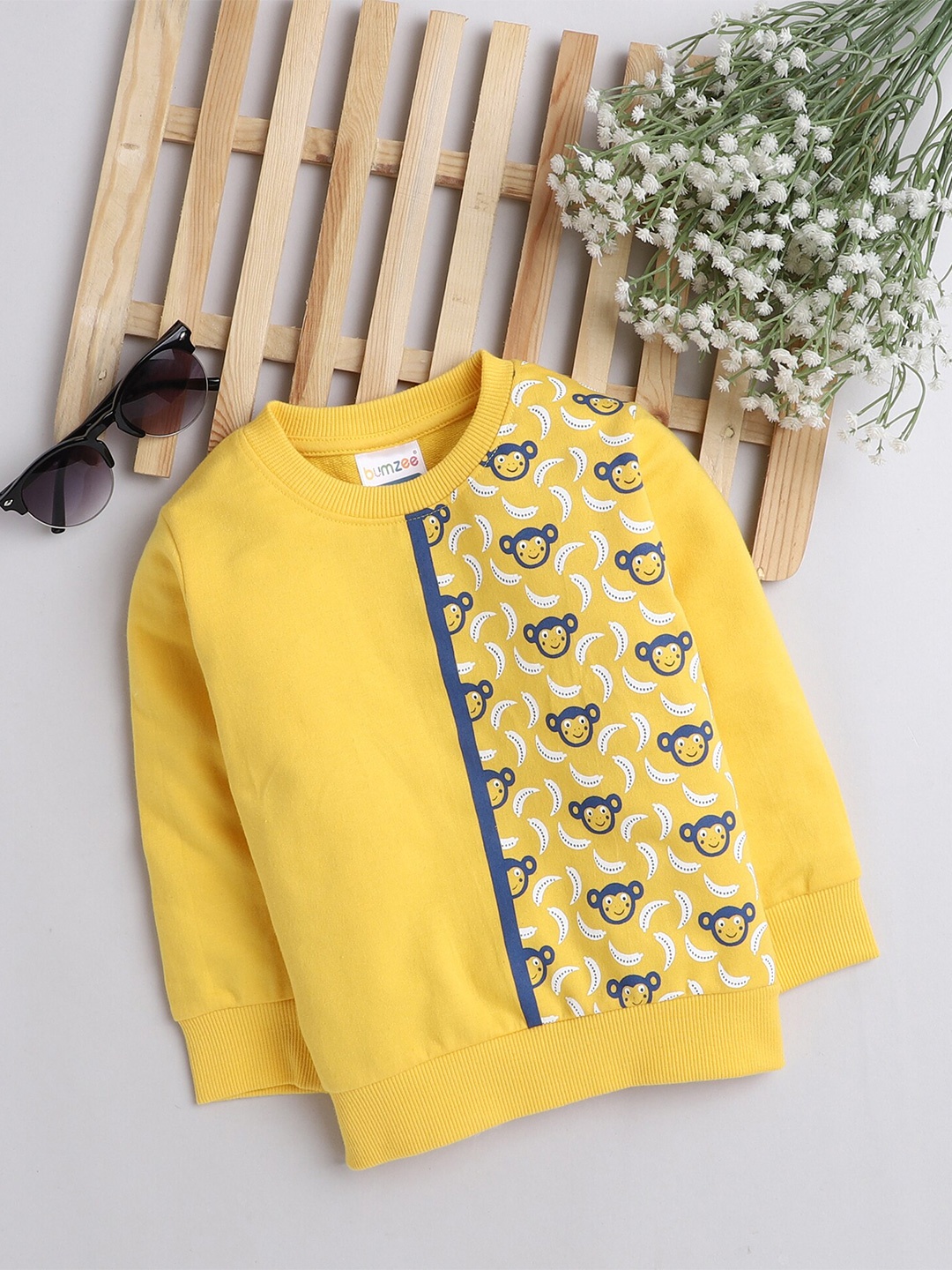 

BUMZEE Boys Printed Sweatshirt, Yellow