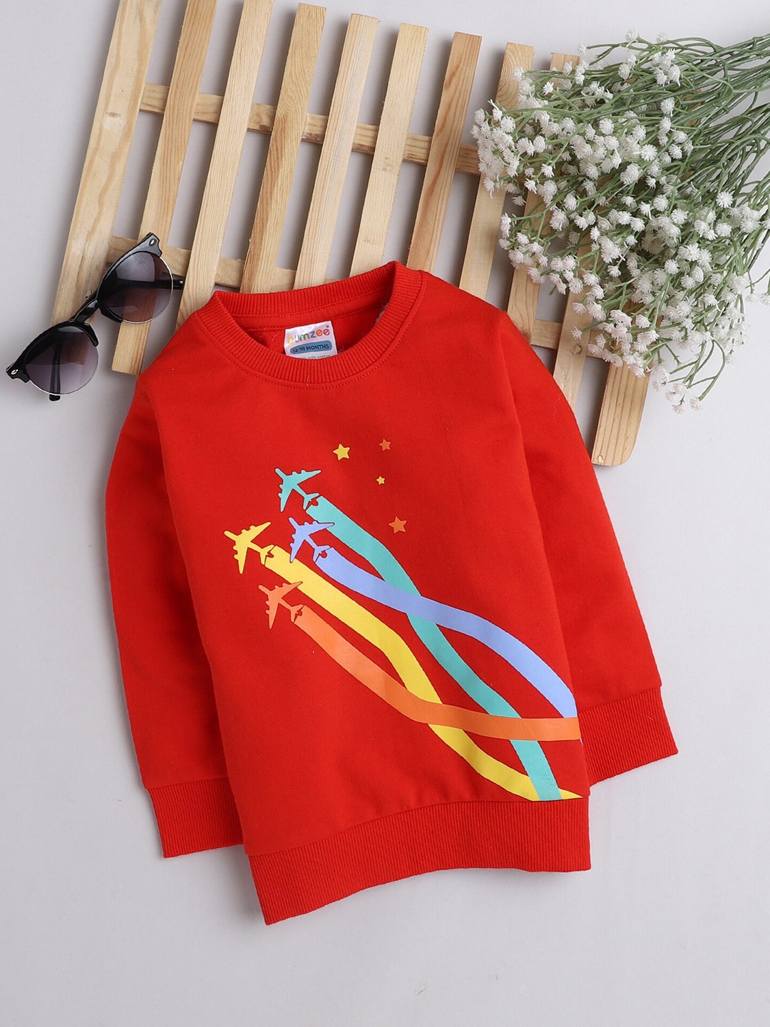 

BUMZEE Boys Printed Sweatshirt, Red