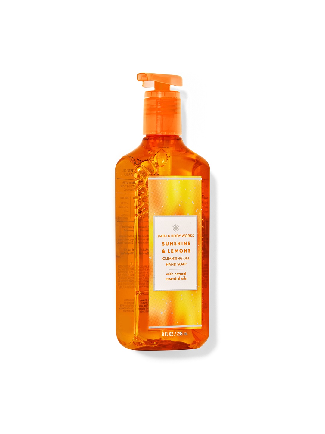 

Bath & Body Works Sunshine & Lemons Gentle Gel Hand Soap with Essential Oils - 236 ml, Yellow