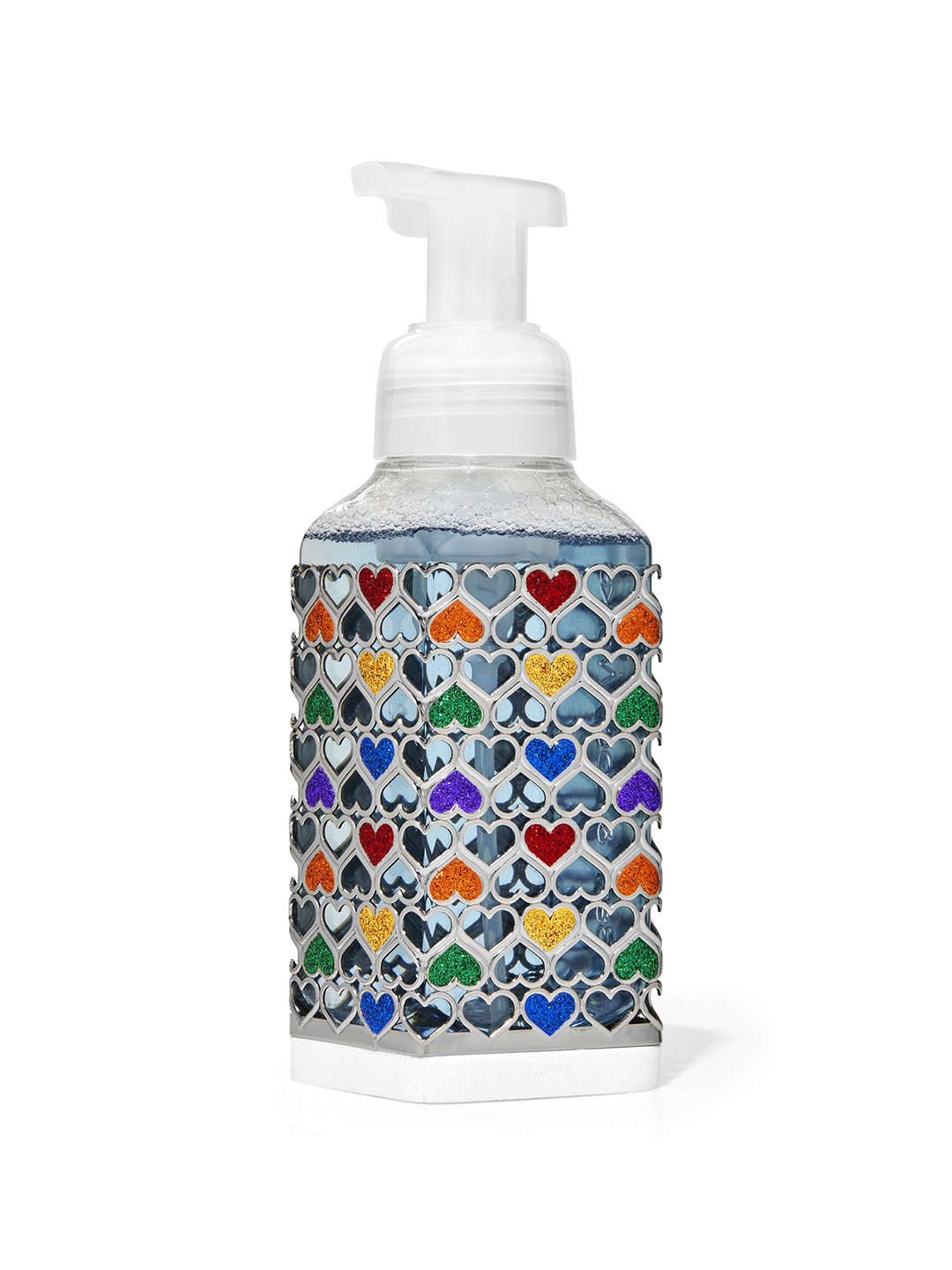 

Bath & Body Works Glitter Hearts Gentle Foaming Hand Soap Holder, Silver