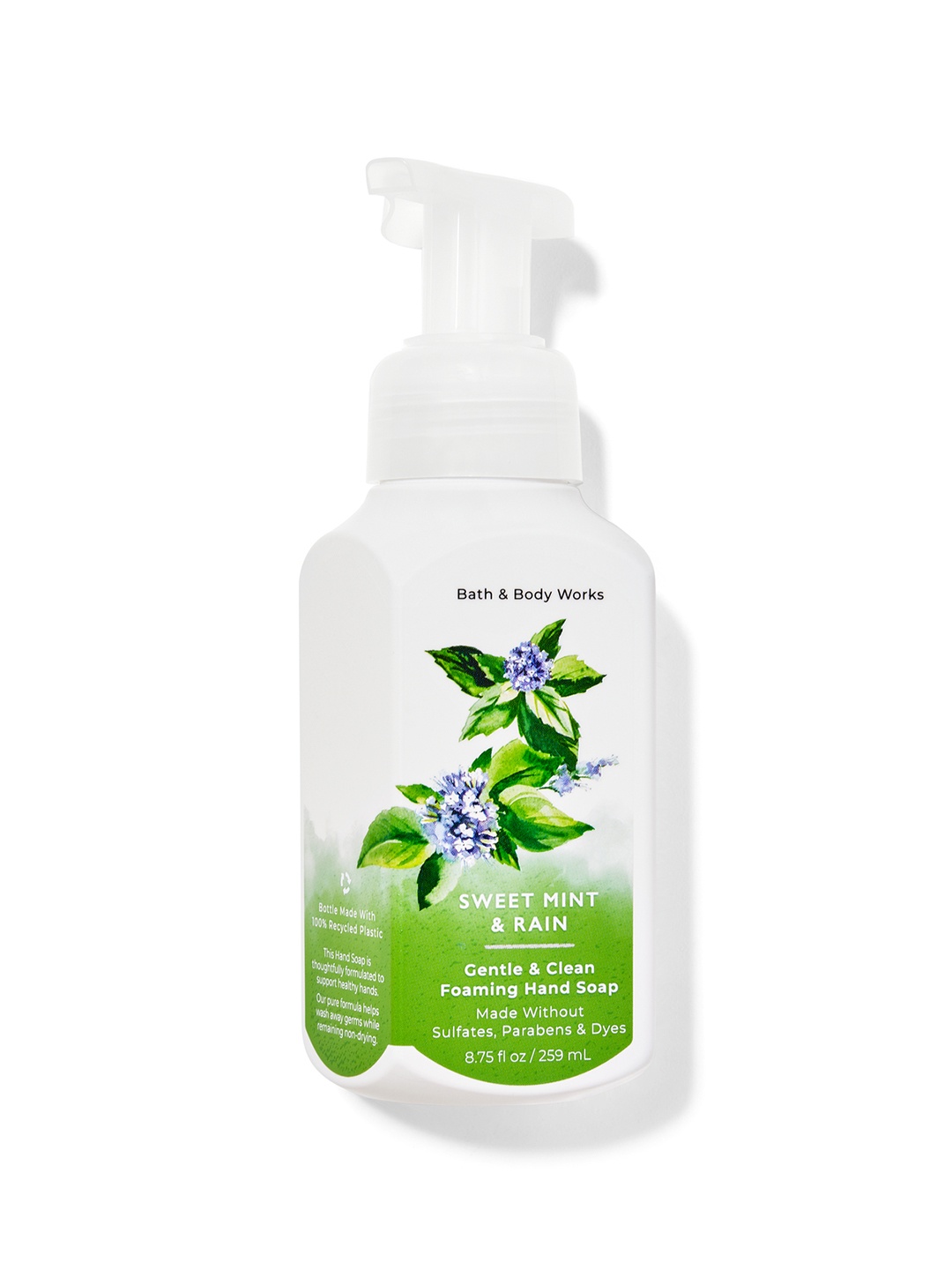 

Bath & Body Works Paraben Free Sweet Mint & Rain Gentle & Clean Foaming Hand Soap - 259 ml, White