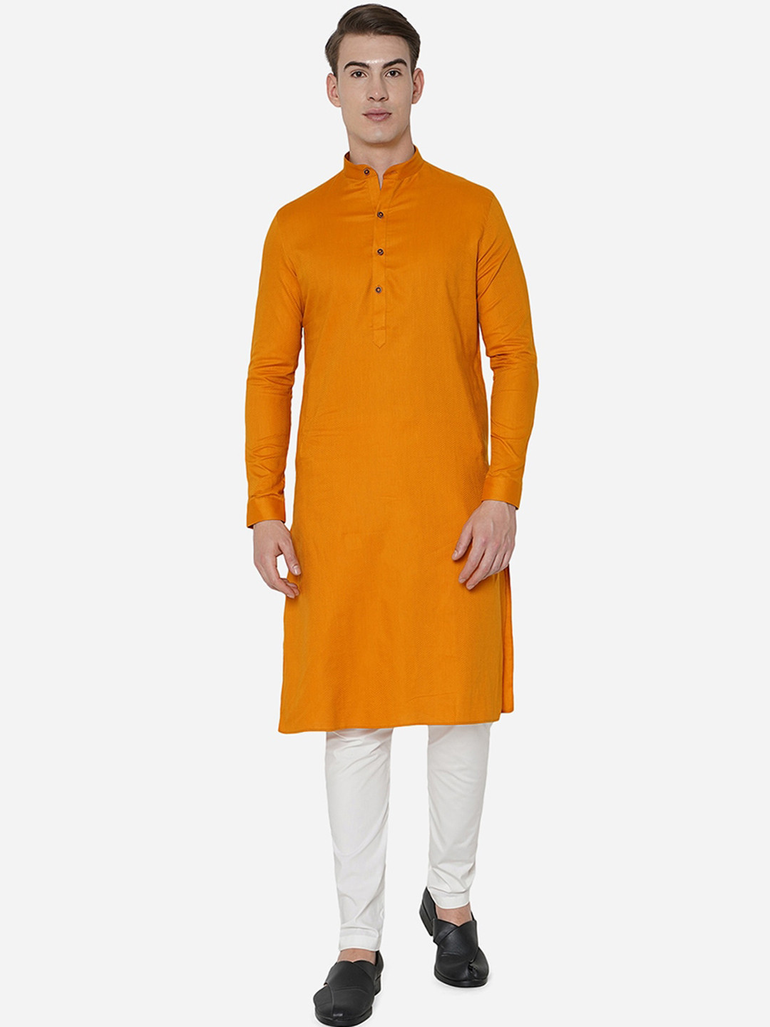 

JADE BLUE Men Orange Patchwork Kurta
