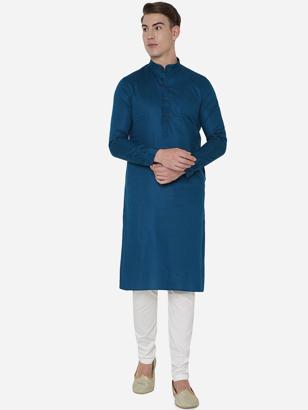 

JADE BLUE Men Blue Thread Work Kurta