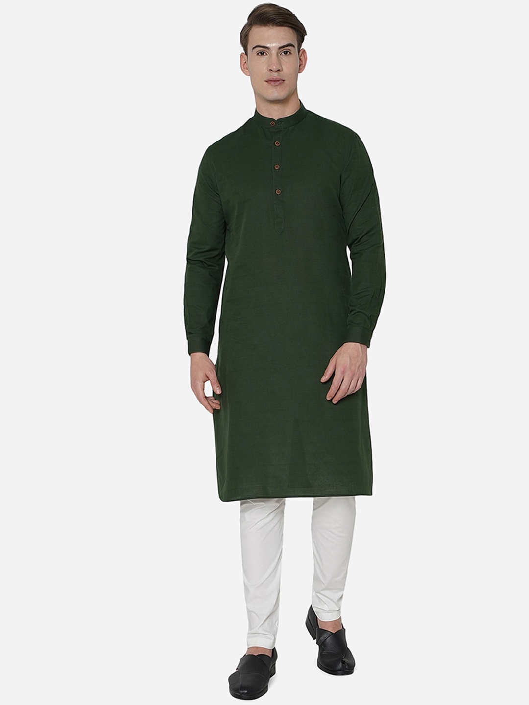 

JADE BLUE Men Green Thread Work Kurta