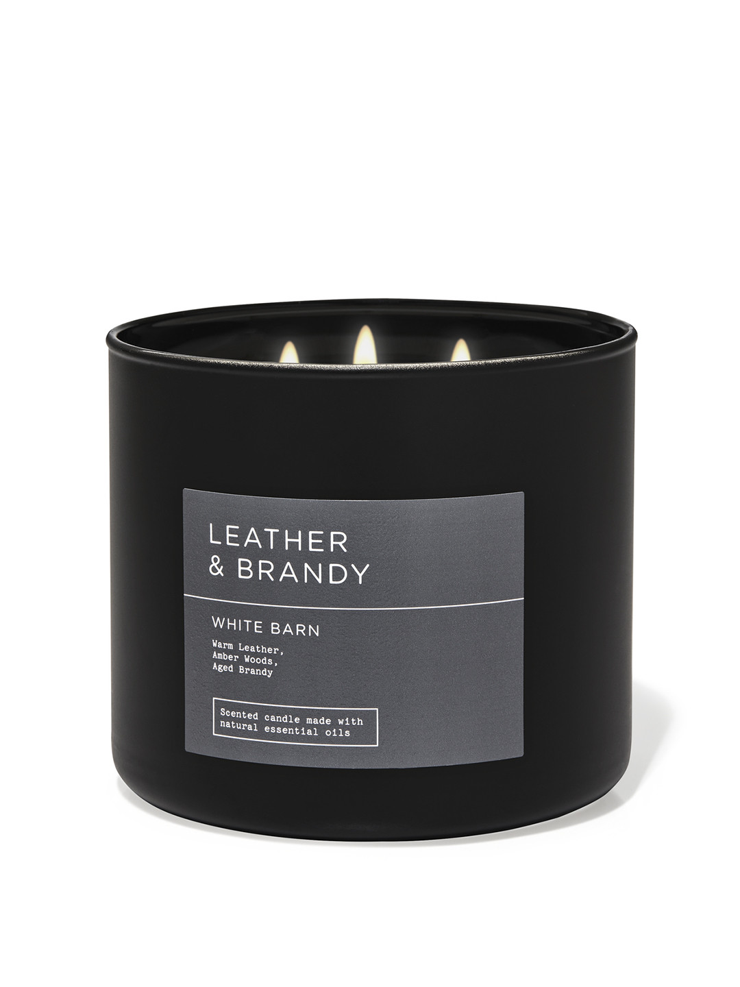 

Bath & Body Works White Barn Leather & Brandy 3-Wick Scented Candle - 411 g, Black