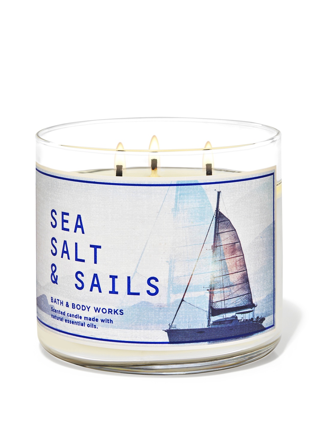 

Bath & Body Works Sea Salt & Sails 3-Wick Scented Candle with Essential Oils - 411g, White