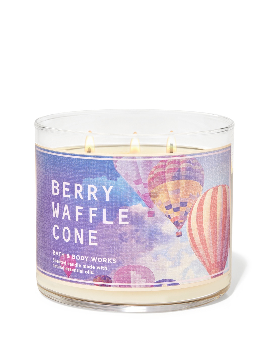 

Bath & Body Works Berry Waffle Cone 3-Wick Scented Candle with Essential Oils - 411g, Purple
