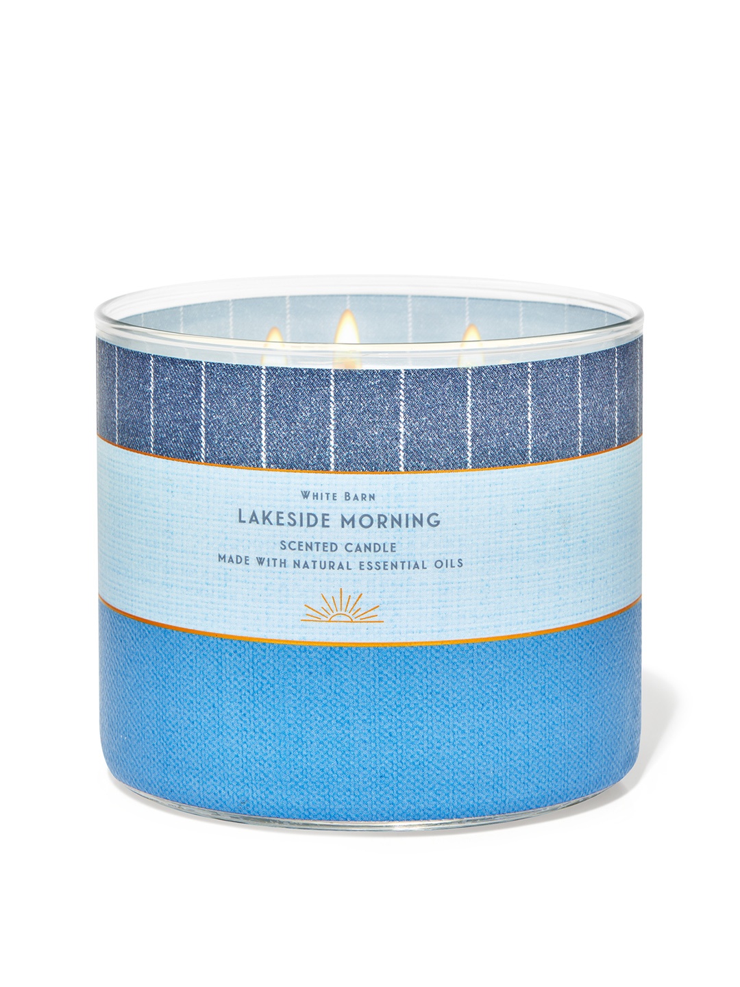 

Bath & Body Works Lakeside Morning 3-Wick Scented Candle with Essential Oils - 411g, Blue