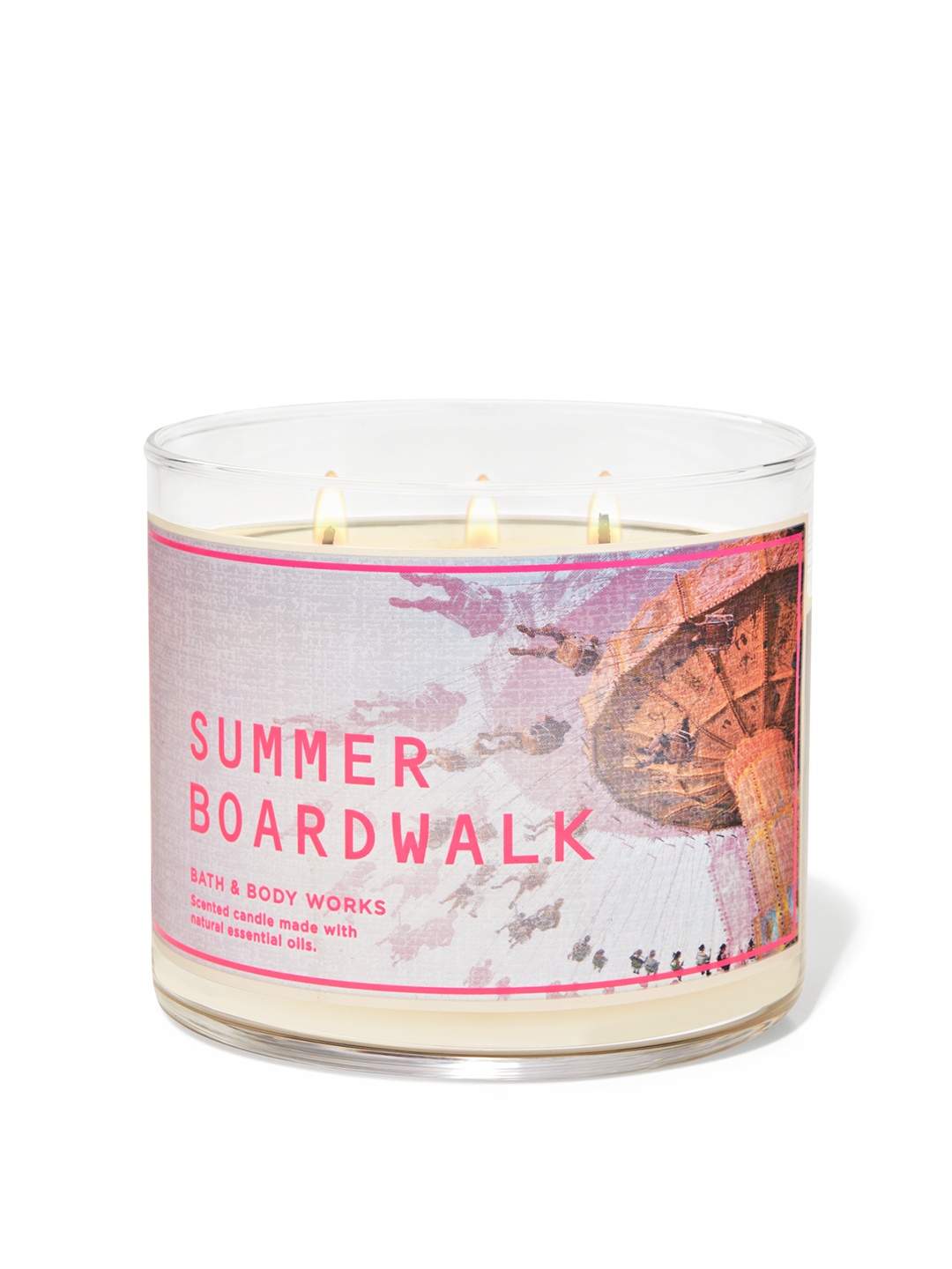 

Bath & Body Works Summer Boardwalk 3-Wick Scented Candle with Essential Oils - 411g, Grey