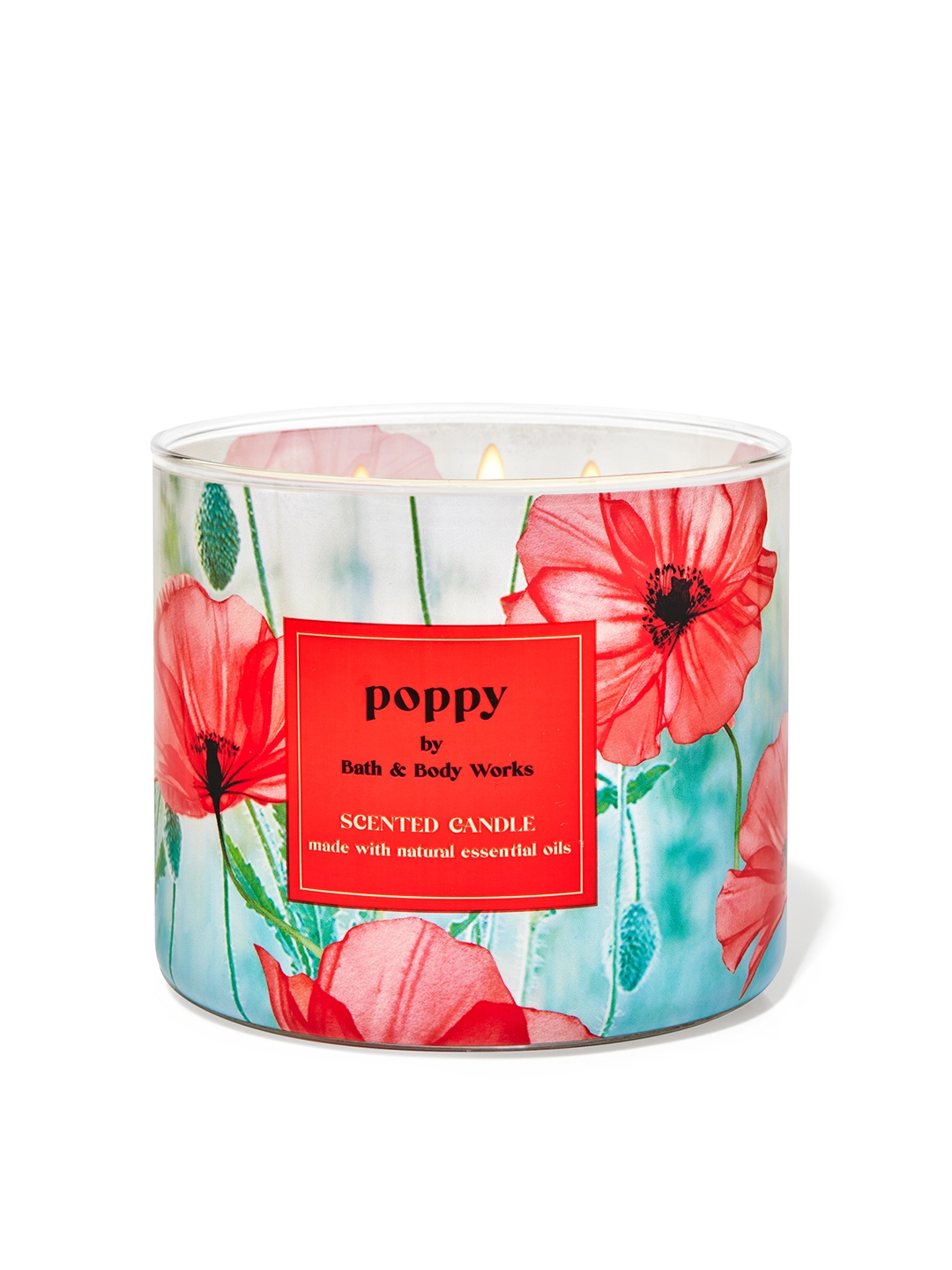 

Bath & Body Works Poppy 3-Wick Scented Candle with Natural Essential Oils - 411g, Red