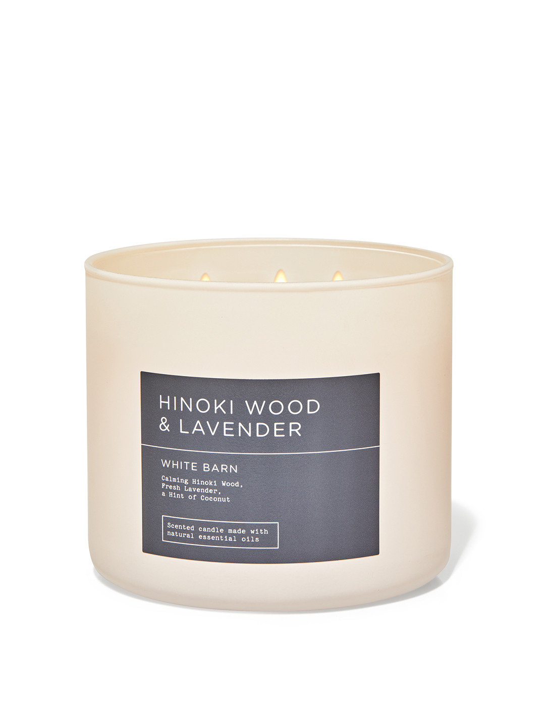 

Bath & Body Works Hinoki Wood & Lavender 3-Wick Scented Candle with Essential Oils - 411g, Grey