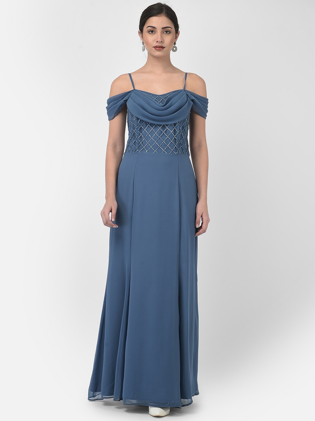 

Eavan Blue Embellished Georgette Maxi Dress