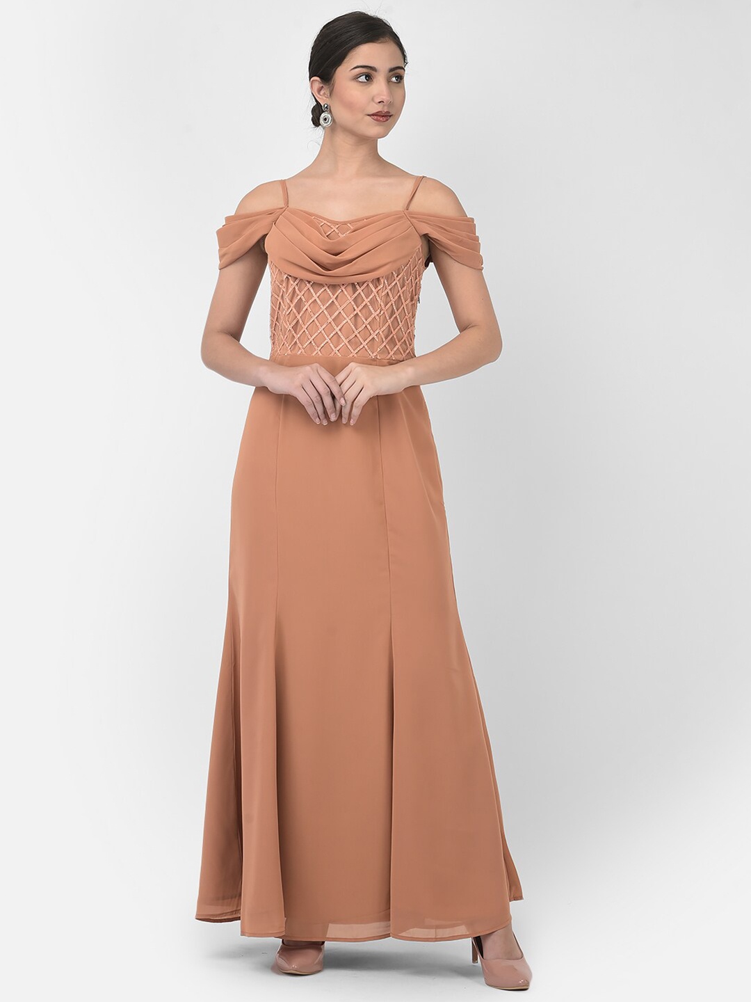 

Eavan Peach-Coloured Georgette Maxi Dress