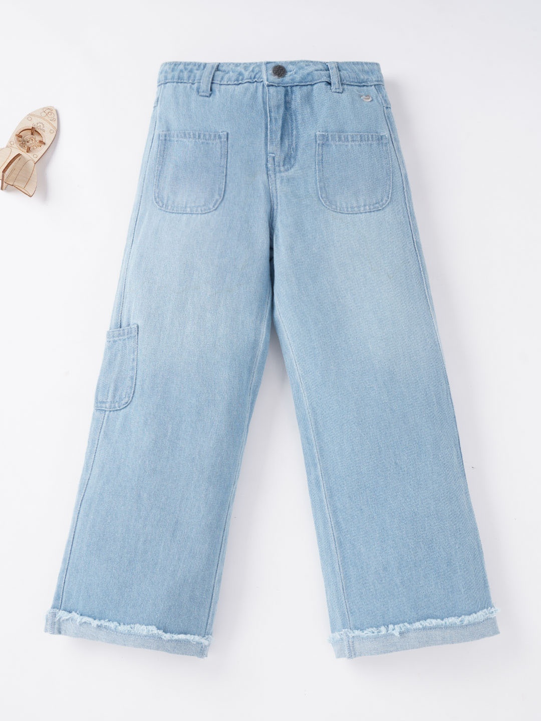 

Ed-a-Mamma Girls Blue Low Distress Stretchable Jeans