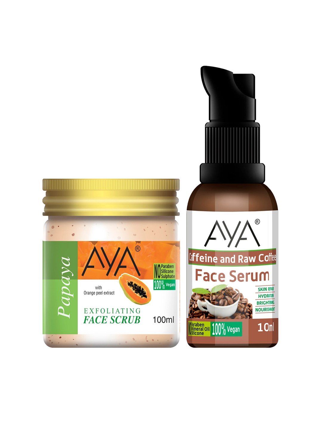 

AYA Face Scrub 100ml and Face Serum 10ml Pack of 2, Peach