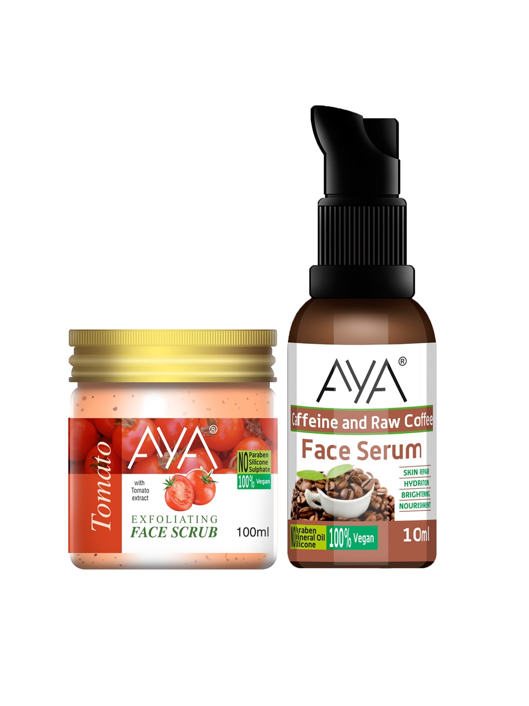 

AYA Pack of 2 Face Scrub 100ml and Face Serum 10ml, Red